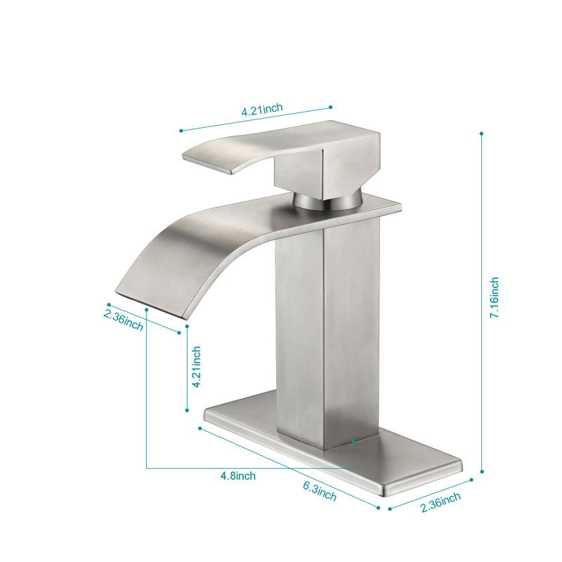 Robinet pour salle de bain à poignée simple avec bonde escamotable Modern, Nickel brossé