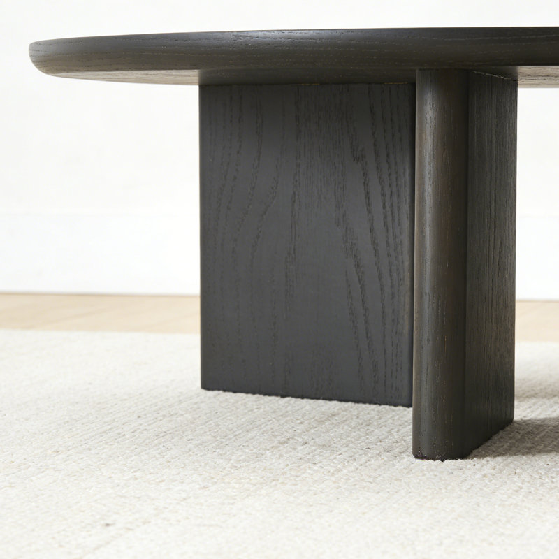 Table basse de style nordique en bois massif, H 15,7 po x L 23,6 po x l 23,6 po, Noir