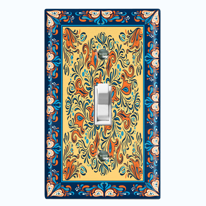 Patterned 1 - Gang Toggle Light Switch Standard Wall Plate, Orange