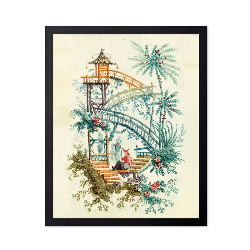 Cascade de chinoiserie, Black Framed, Poster, 18"H x 24"W
