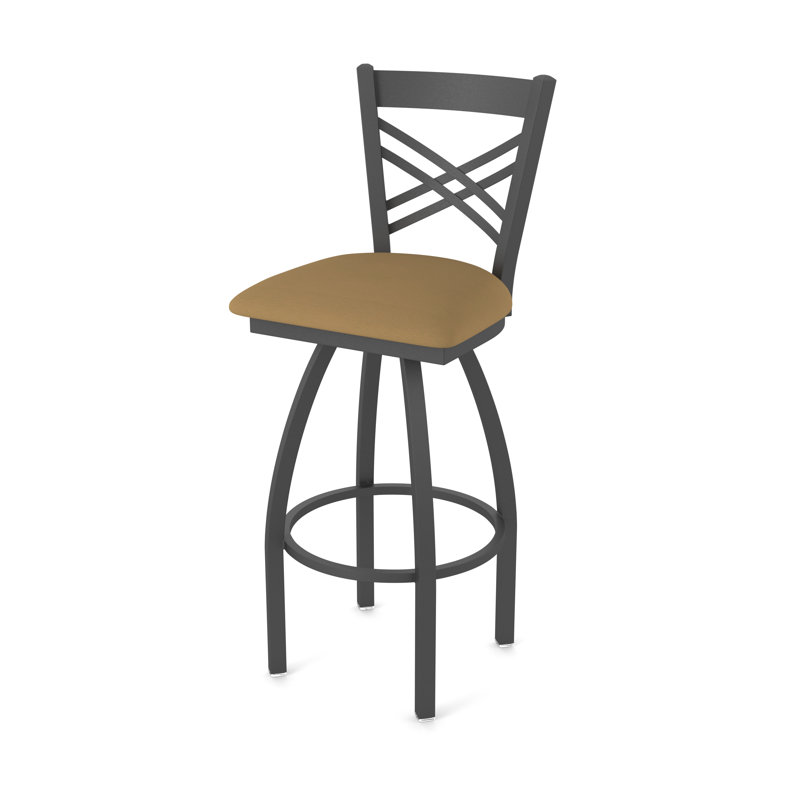 820 Catalina Swivel Stool, Pewter, Vinyl-Canter Saddle, Extra Tall (36" Seat Height)