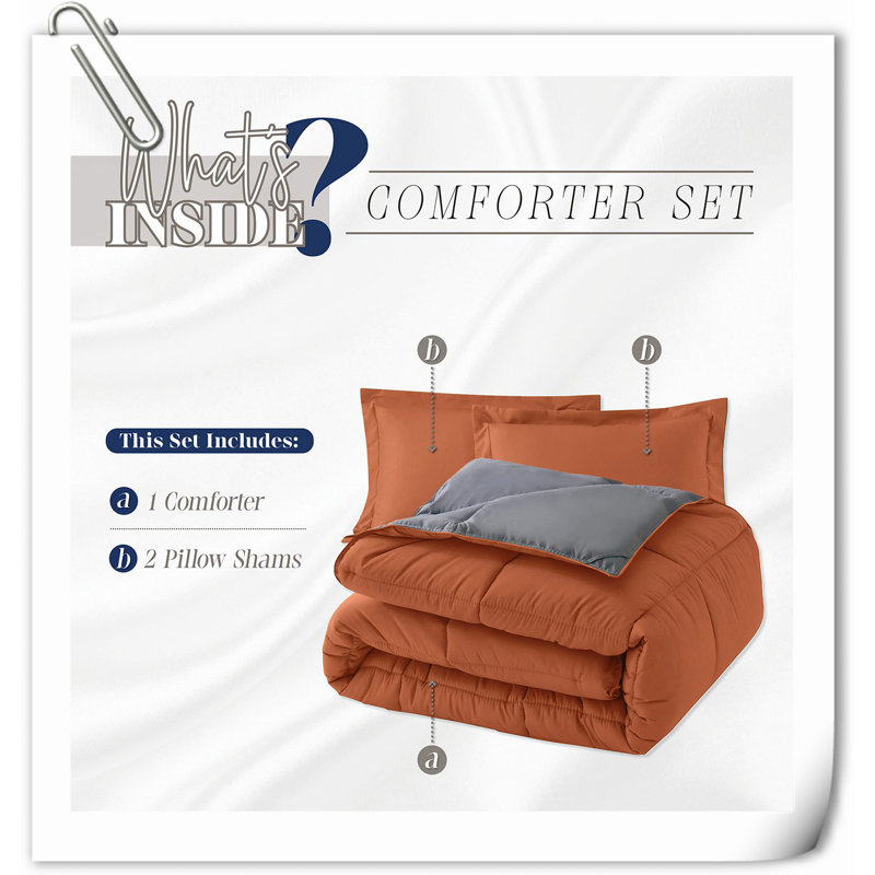 Ensemble de courtepointe en microfibre / polyester Quilts, California King Quilt + 2 Shams, Orange et gris