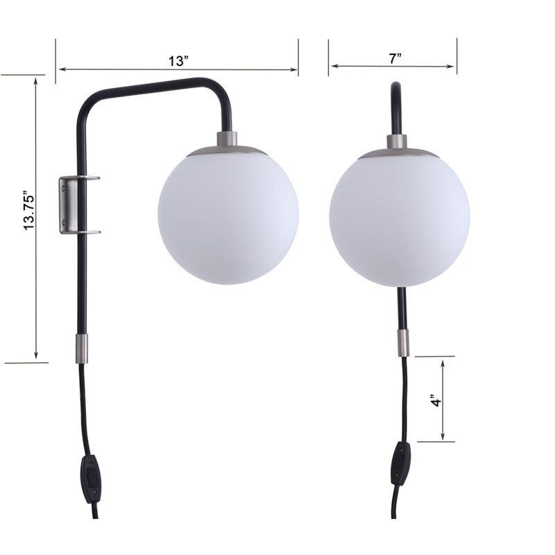 Applique murale articulée à 1 lumière Birchanger, Nickel brossé
