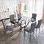 Table de salle à manger en verre avec base en verre et 4 chaises en velours-106913230-106913235
