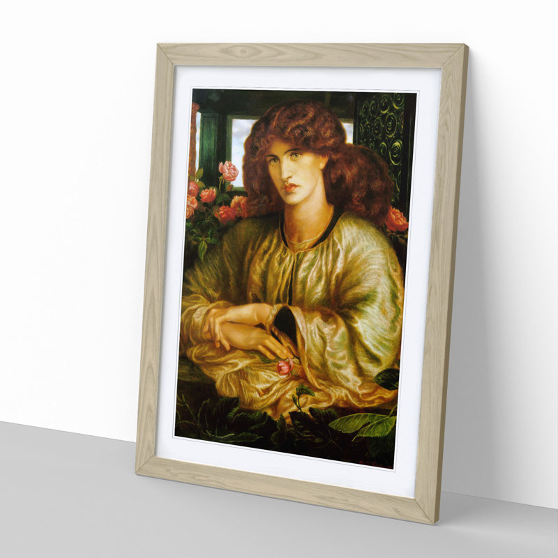 The Woman and Window by Dante Gabriel Rossetti - Picture Frame Painting, 36cm H x 27cm W x 2cm D, Oak