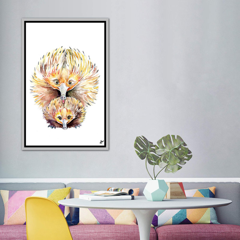 Décoration murale énigmatique Echidnas pour enfants, H 60 po x l 40po x P 1,5 po, Toile avec cadre argenté