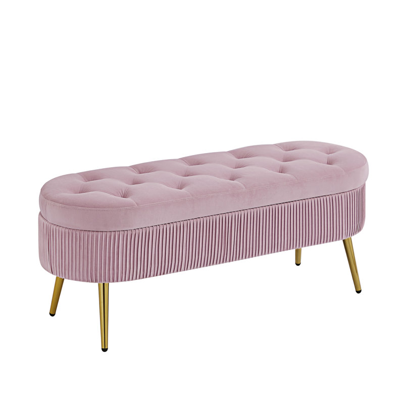 Banc de rangement rembourré Essance, Rose