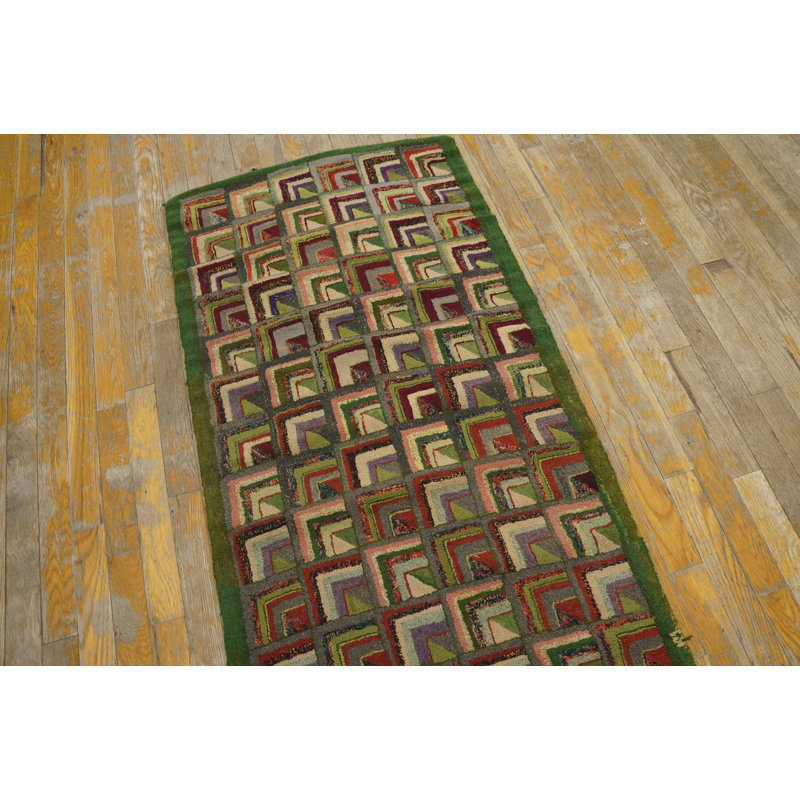 Tapis crocheté au début du 20e siècle américain (2 pi 2 po x 9 pi - 66 po x 274 po)