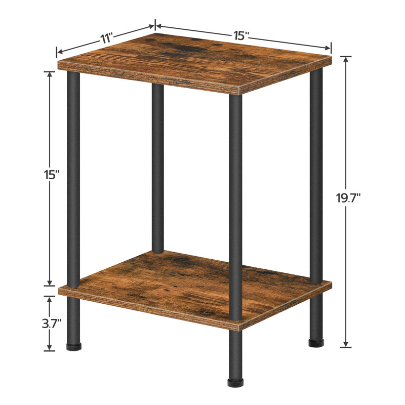 Petrillo 19.7" Small Tall End Table, Rustic Brown