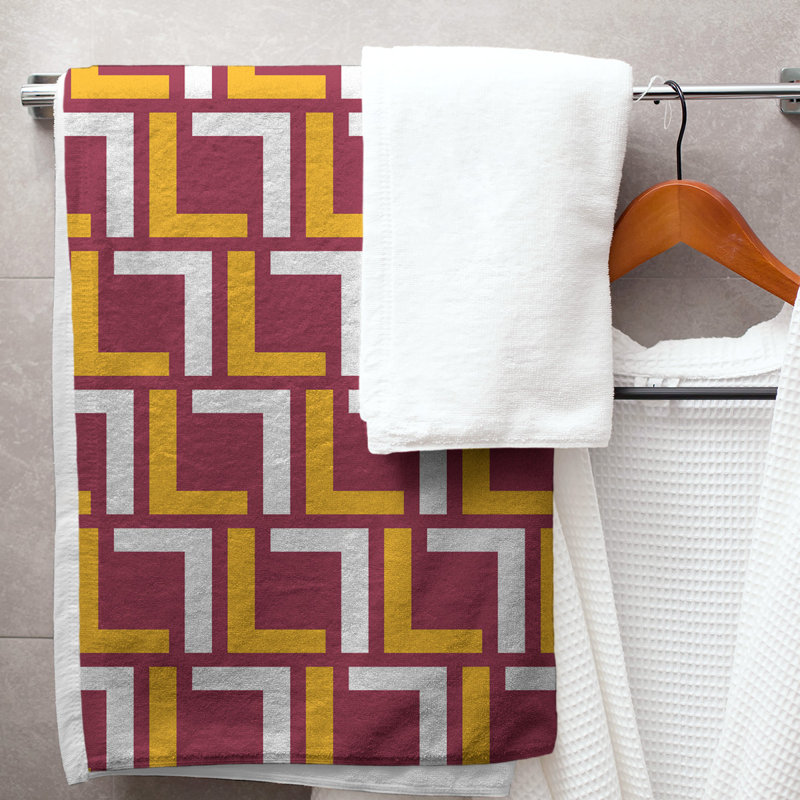 Bath Towel, Red/Yellow/White