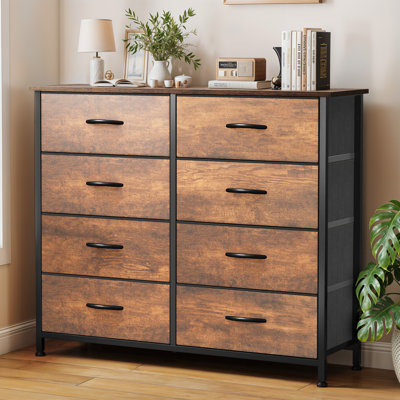 Commode double en tissu à 8 tiroirs l 39,4 po Tharani