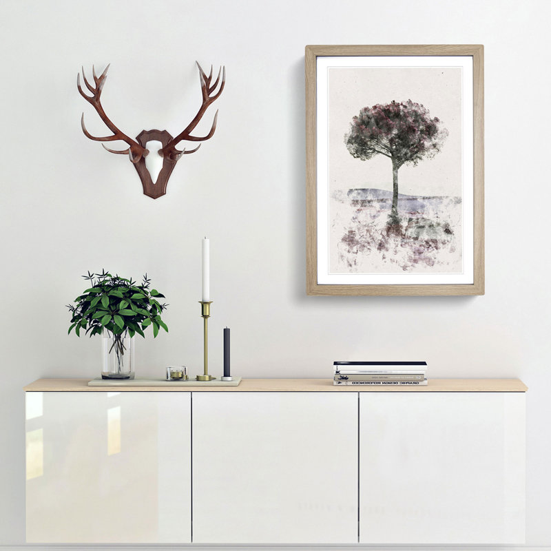 Tree in Tuscany Italy - Framed Print, 87cm H x 62cm W x 2cm D, Oak Framed