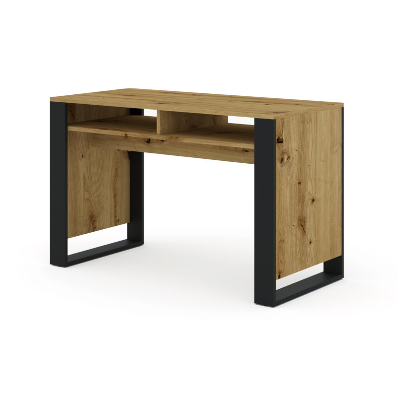 Nouran 120Cm W Rectangle Writing Desk, Beige/Black