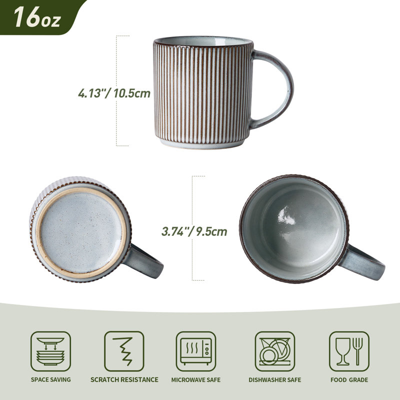 Ensemble de 4 tasses en grès 4 pièces 4 pièces (ensemble de 4), Bleu fumée