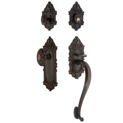 Ensemble de poignées Grande Victorian avec pêne dormant cylindrique simple et poignée en S avec poignée Grande Victorian