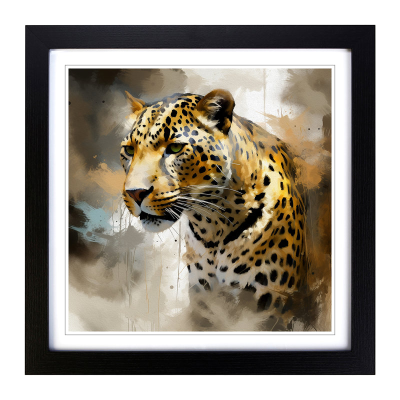 Leopard Gestural Art No.3 - Framed Print, Black