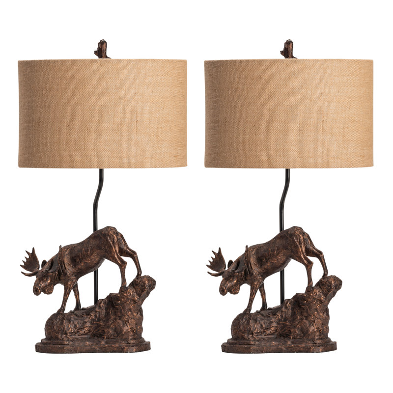 30" Resin Table Lamp With Burlap Shade