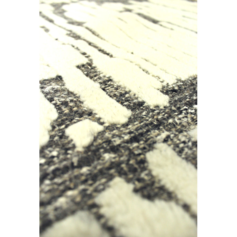 Hydra Wool Abstract Area Rug in Ivory/Gray/Charcoal, Rectangle 10' x 13'10"