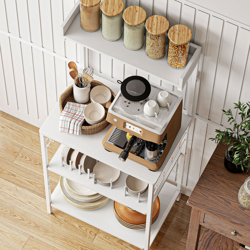 Étagère de cuisine avec prise de courant, blanc vieilli, Blanc, H 53,9 po x l 23,6 po x P 16,5 po
