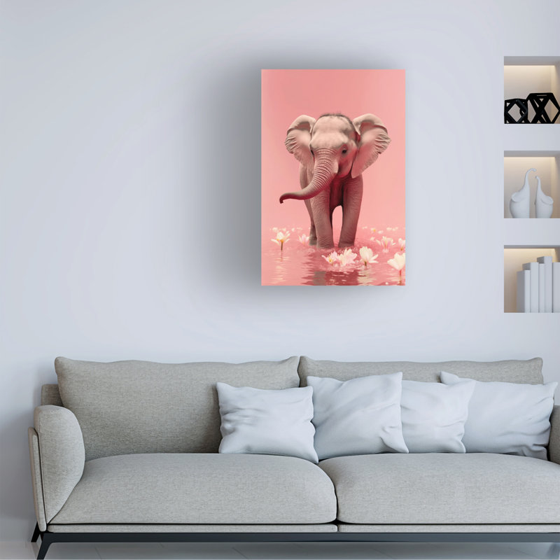 Jeune éléphant - reproduction sur toile tendue, 19" H x 12" W