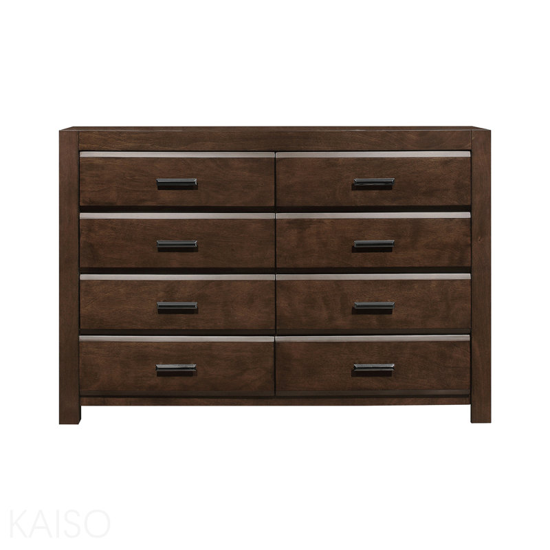 Commode 1 pièce à finition espresso avec 8 tiroirs