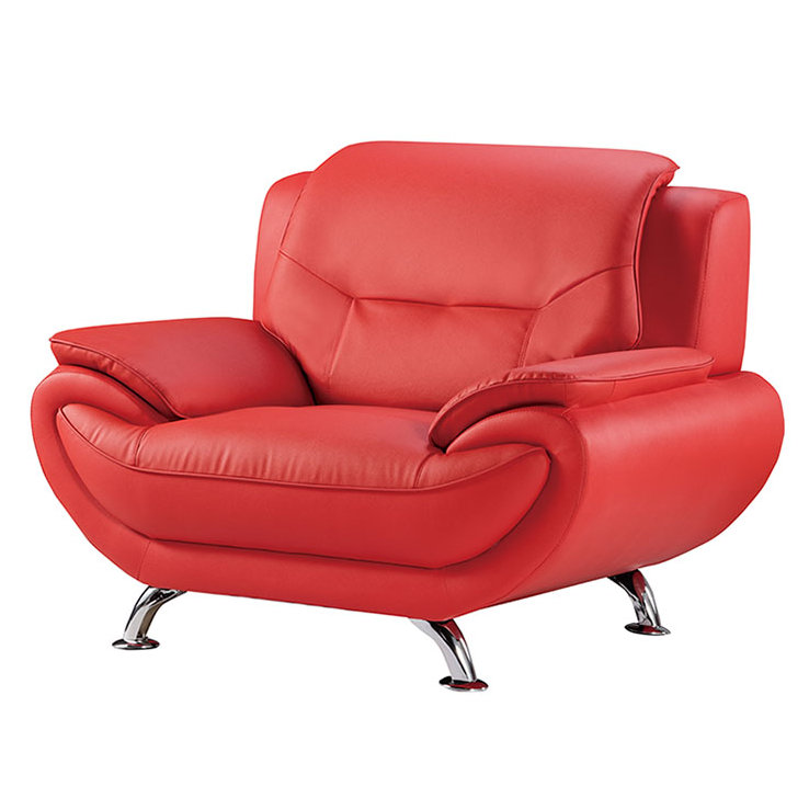 Sulayman 50" Wide Vegan Leather Armchair, Red Faux Leather