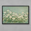 «White Daisy Meadow» sur fond vert doux, reproduction d'art encadrée-396812509-396812511