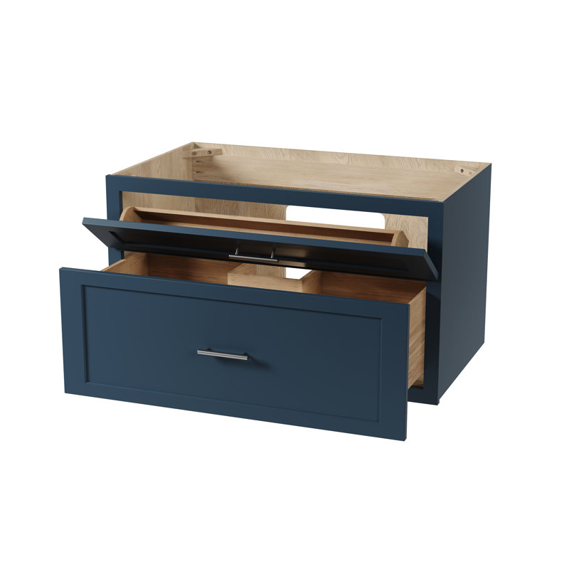 Meuble-lavabo mural simple flottant 36 po Disar, Bleu
