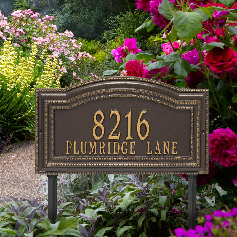 Signature Series 2-Line Lawn Address Sign, Bronze, Gold, Yes