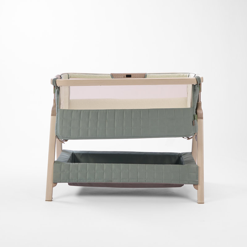 Tutti Bambini CoZee Sense Bedside Crib, Whitewash / Kelp
