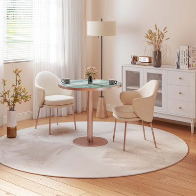 Modern Round Dining Table with Sintered Stone Top and Sturdy Pedestal Base