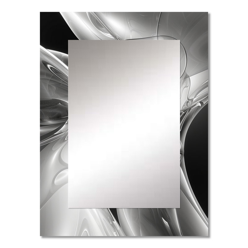 Grey black abstract Steel Serenade I - Abstract Decorative Mirror, Modern Wall Mirror, Printed Metal Art, 32" x 24"