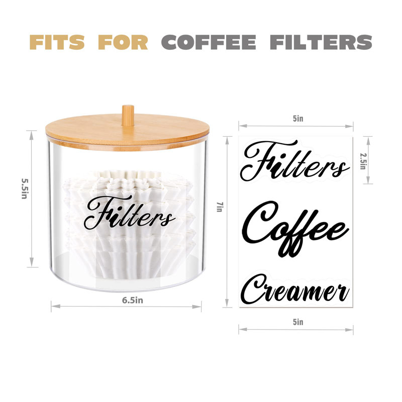 Coffee Pod Holder With Bamboo Lid, Large Capacity 80-Ounce Clear Countertop Storage For Coffee Capsules, K Cup Organizer For Keurig/Nespresso, Coffee Filter Holder, Coffee Bar Accessories
