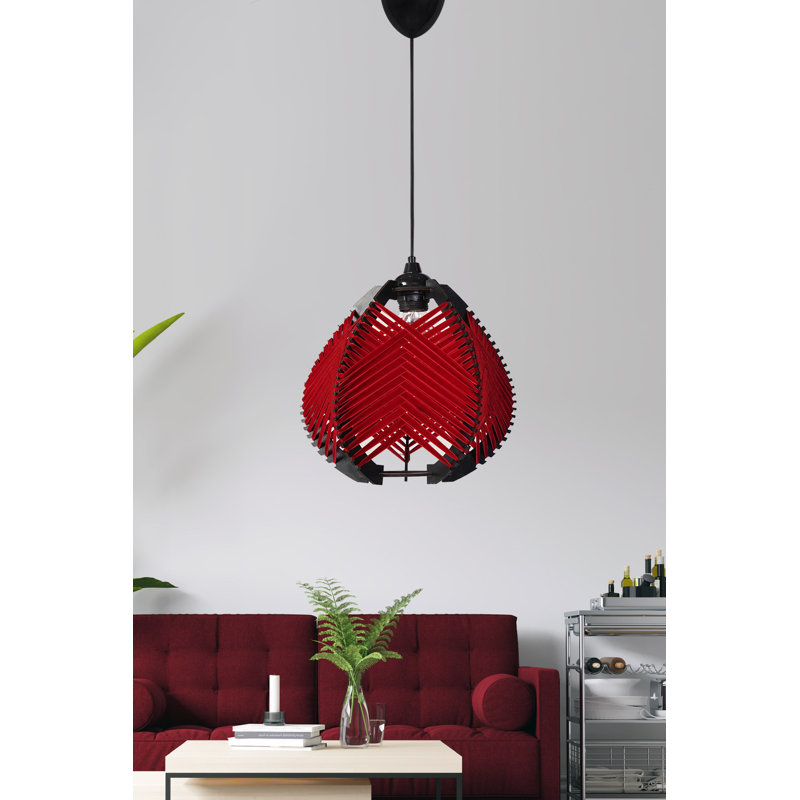 Lustre rouge élégant, 11,8 po x 9,8 po | Corps en plastique durable, capuchon en coton, douille E27 de 40 W maximum | Hauteur de câble réglable: 27,6 pouces | Parfait pour le salon, la salle à manger et les décors modernes