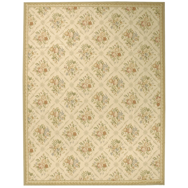 Wool Floral Area Rug, Round 12'