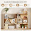 Bibliothèque extensible moderne en bois naturel, tablette à 3 niveaux à largeur réglable, 6 niches ouvertes, tablette d'angle à 90°, meuble de rangement en bois pour salon, chambre, bureau à domicile-1493219955