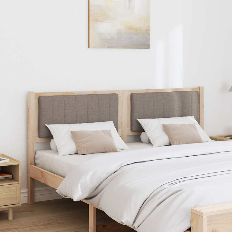 Solid Wood Headboard, UK King - DE 150 x 200 cm, Brown, Taupe