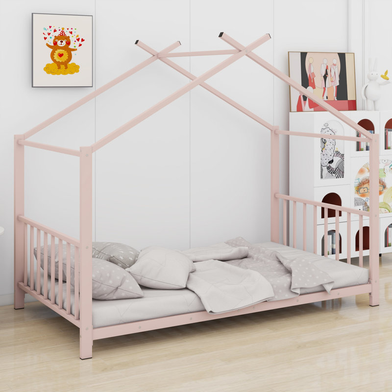 Lit plateforme en métal, Rose