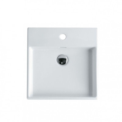Lavabo de salle de bain carré à double fixation avec trop-plein Illimité