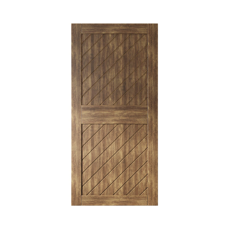 Porte de grange en bois de pin à finition inclinée et noyer foncé Homacer, 40 po x 84 po