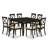 9 Piece Dining Table Set Includes a Square Wooden Table with Butterfly Leaf and 8 Linen Fabric Dining Room Chairs, Cappuccino-250725223