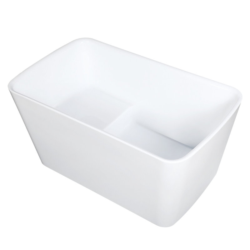 Glossy White 55" Acrylic Freestanding Tub with Integrated Seat