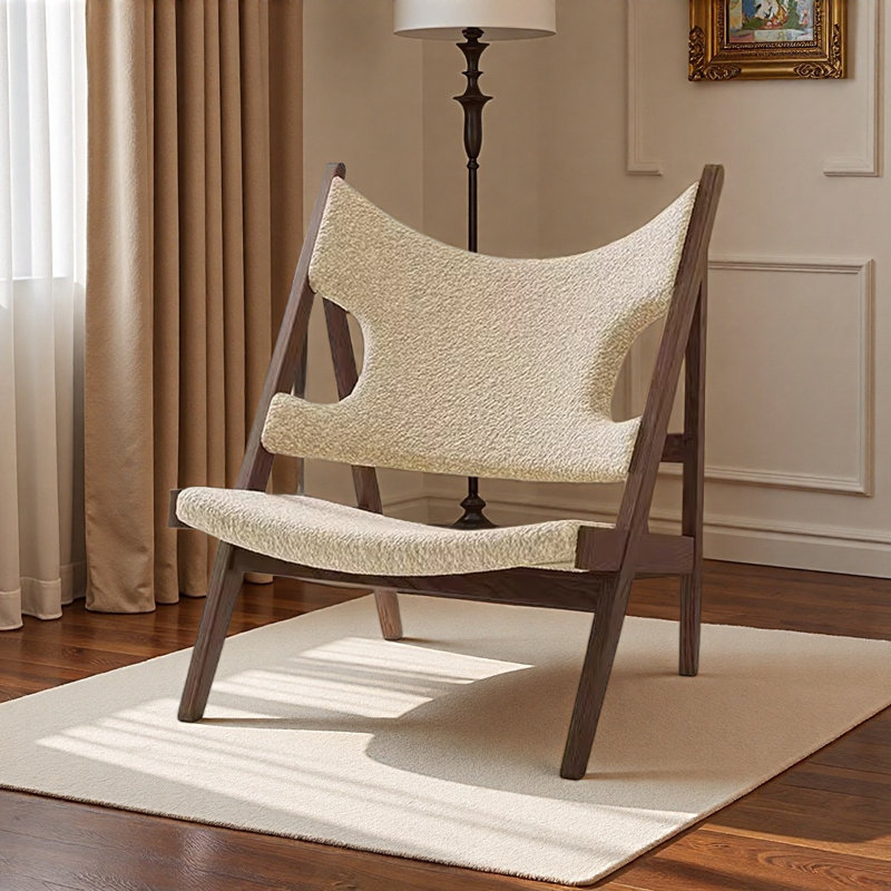 Chaise de loisir simple en molleton crème., Marron clair, Brun