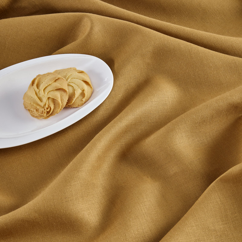 100% Pure Linen Hemstitch Table Throw - Classic Hemstitch, Brown Sugar