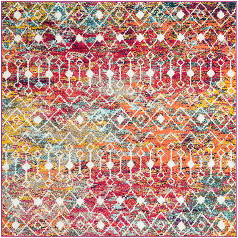 Geometric Indoor Rug, Square 6'
