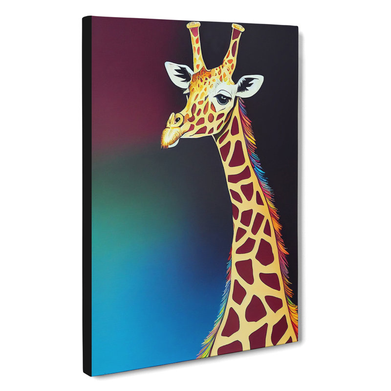 Proud Giraffe - Wall Art, 50cm H x 35cm W x 3cm D, Wrapped Canvas