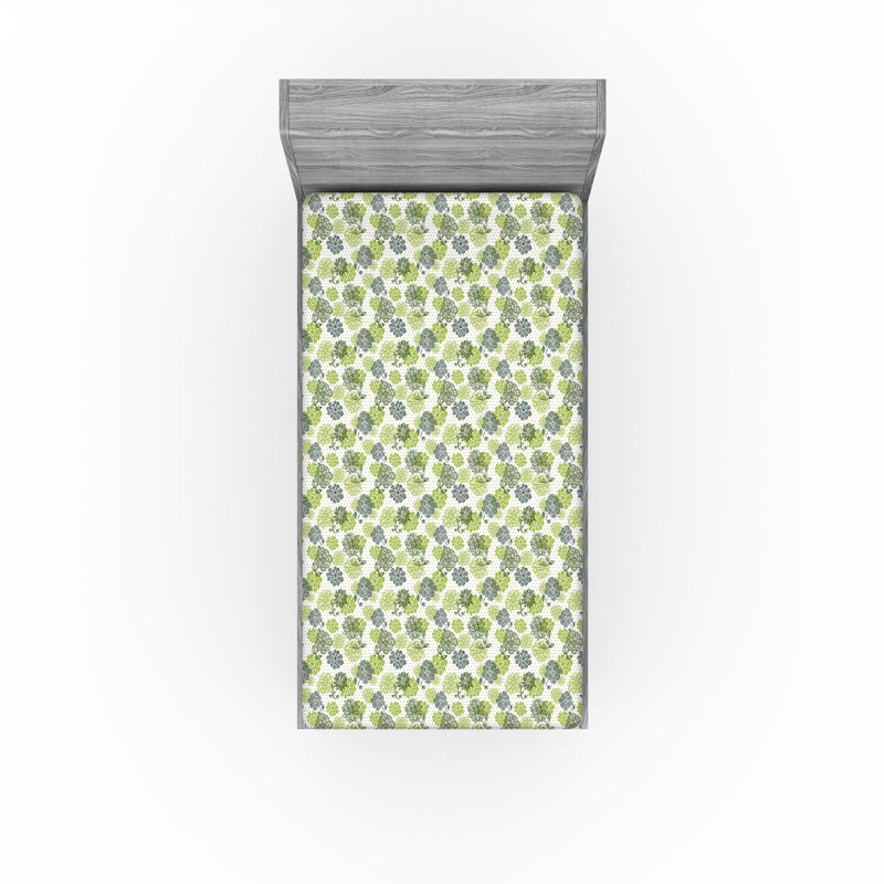 Drap-housse Ambesonne, paquet de 2, Drap-housse simple TG, Vert pomme / vert sauge floral