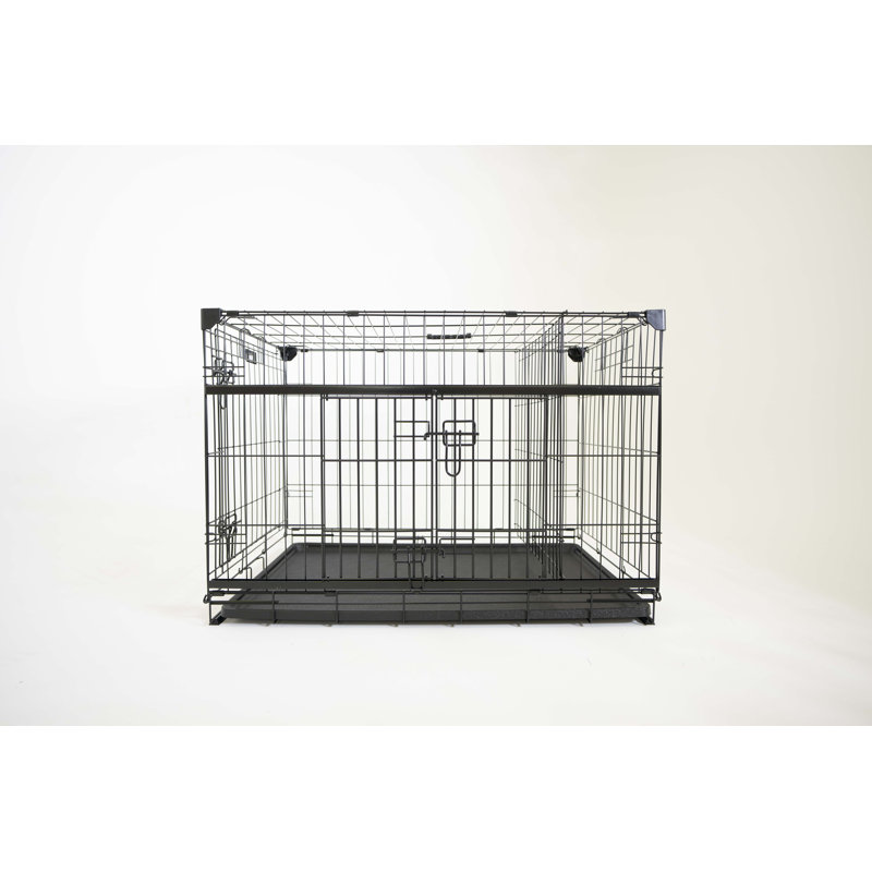 Medium Black Wire Dog Crate with Sliding Doors