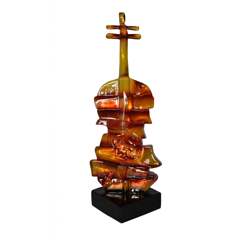 Statue de violon artistique Lawecki montée sur une base en résine Dimensions: 6 po x 5 po x H 14 po
