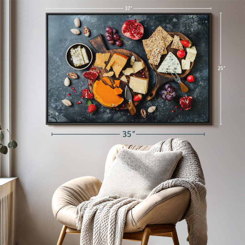 «Servings Of Cheese And Fruits», reproduction sur toile, H 25 po x l 37 po